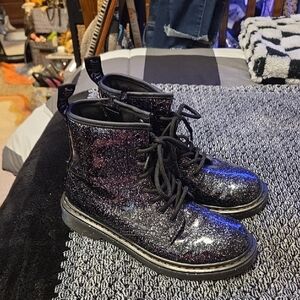 Dr. Martens Kids Shimmering Black Boots